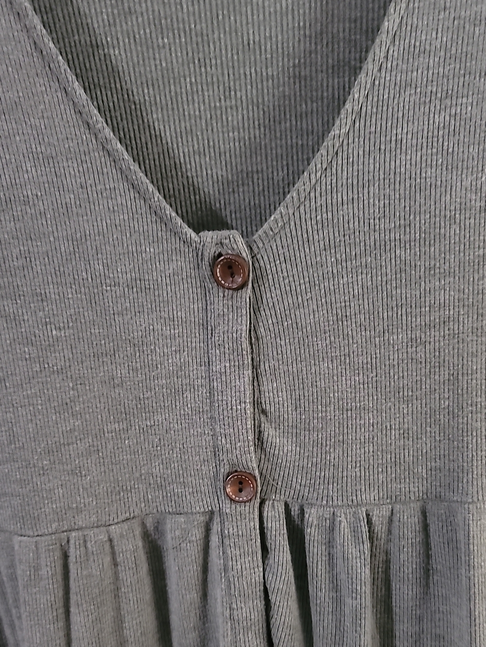 Altar'd State Olive Green Tiered Button-Front Mini 3/4 Sleeve Dress - Picture 5 of 7